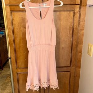 Pink Express Sleeveless Dress with Lace Hem